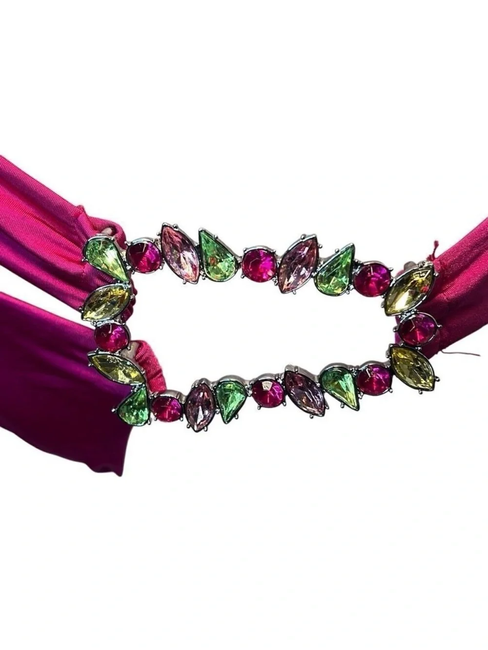 Women’s One-Shoulder Fuchsia Bikini with Jewel Accents